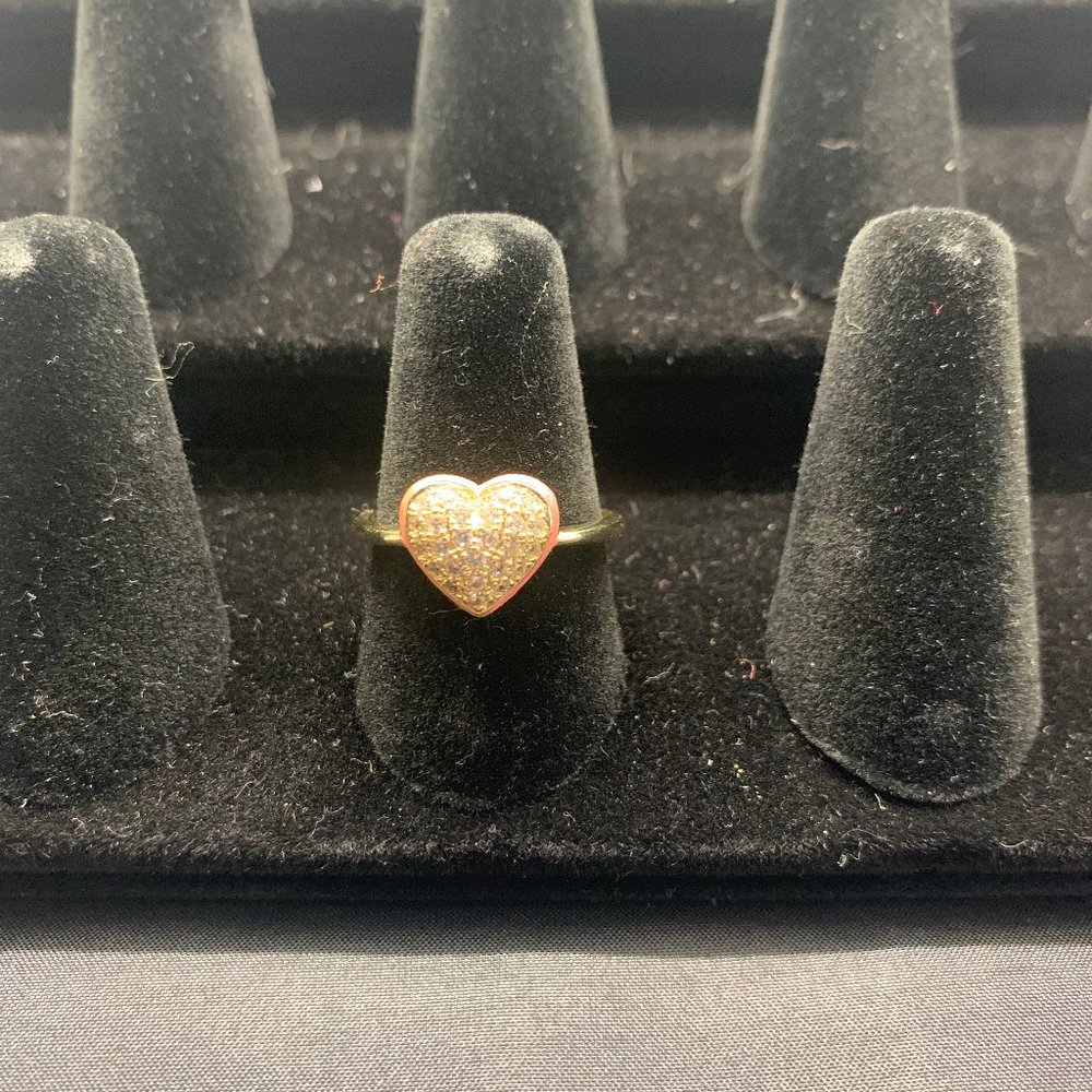 Melinda Maria Gold and Crystal Heart Ring